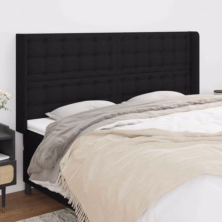 Testiera ad orecchio vidaXL in tessuto nero L: 163 cm, P: 16 cm, H: 118 cm