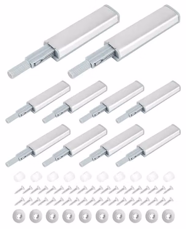 Sistemi di apertura a spinta per porte - Aperture a pressione con chiusura magnetica - Argento - Confezione da 10 pezzi