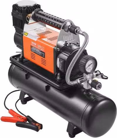 VEVOR Compressore d'Aria Portatile 12V Arancione con Serbatoio da 6 Litri, 180 L/min e Manometro Digitale per Camion, Auto, SUV e Camper
