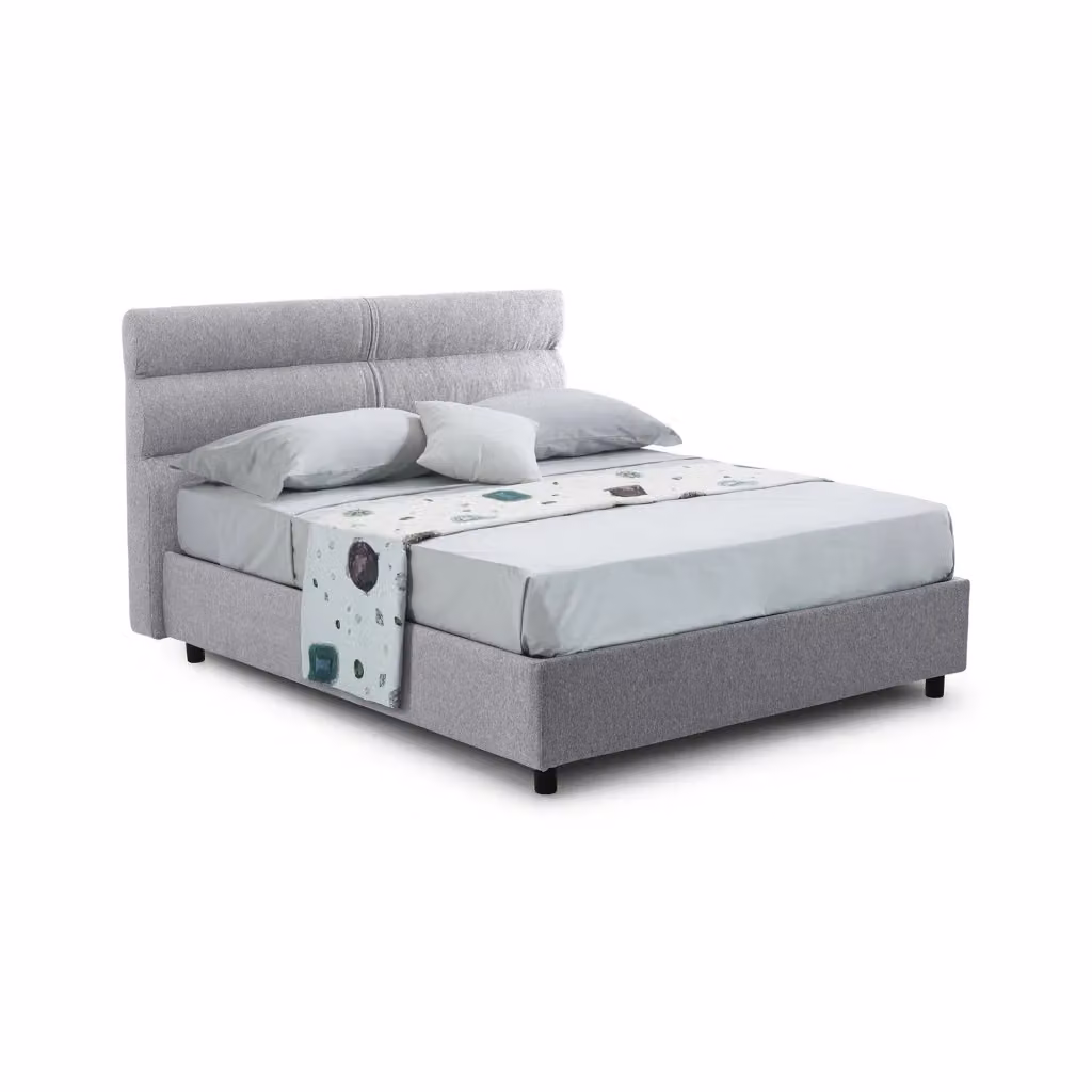 Letto Matrimoniale Briaglia DMORA con Contenitore a Alzata, Rivestimento in Tessuto Sfoderabile, Grigio e Nero, L 160 x P 200 cm – 2