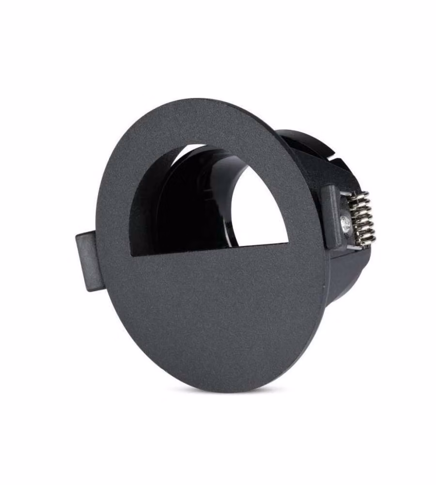 Portafaretto da incasso LED V-TAC con sezione a mezza luna, attacco GU10, colore nero in metallo