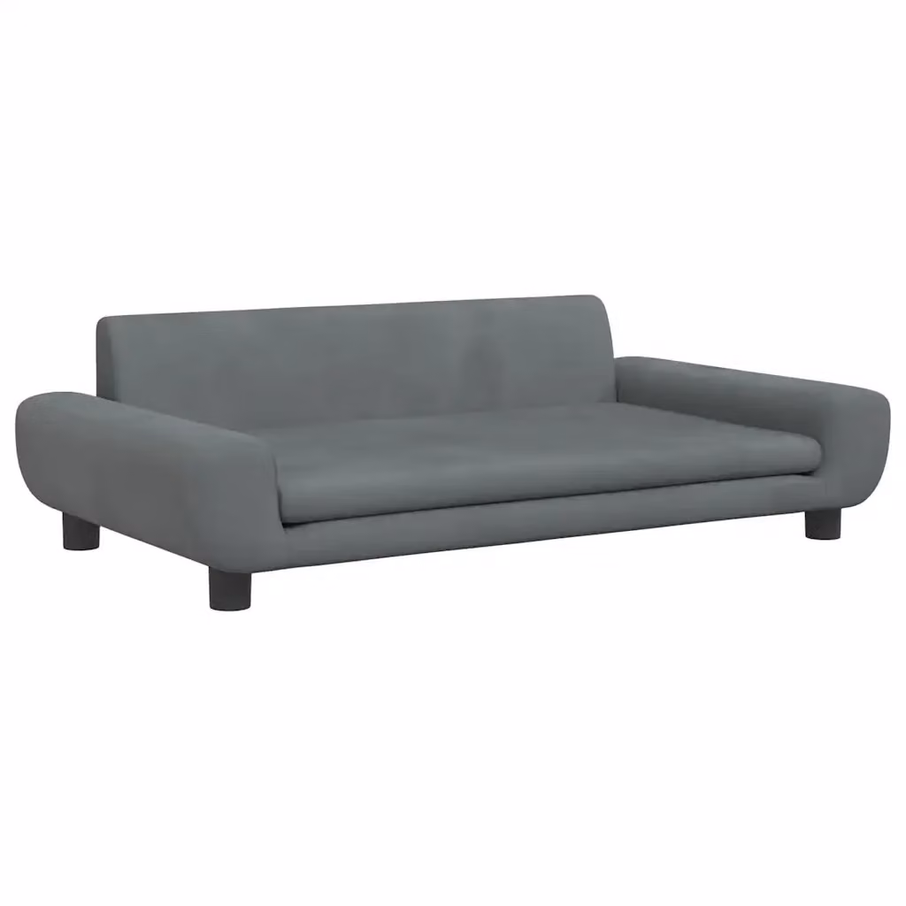 Lettino per cani vidaXL in velluto grigio con struttura in legno e materasso L: 100 cm, P: 54 cm, H: 33 cm – 2