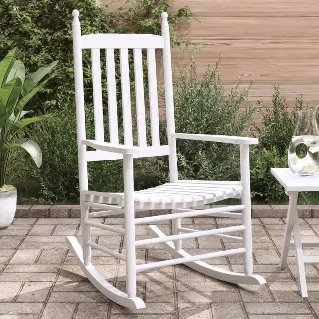 vidaXL Set di 2 Sedie a Dondolo Bianche in Legno di Abete con Braccioli