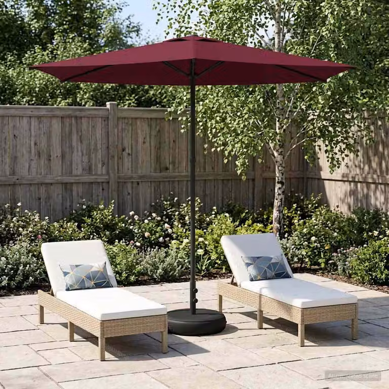 Parasole da giardino vidaXL rosso con base rettangolare in acciaio e copertura in poliestere L/P: 2,7 x 2,7 m