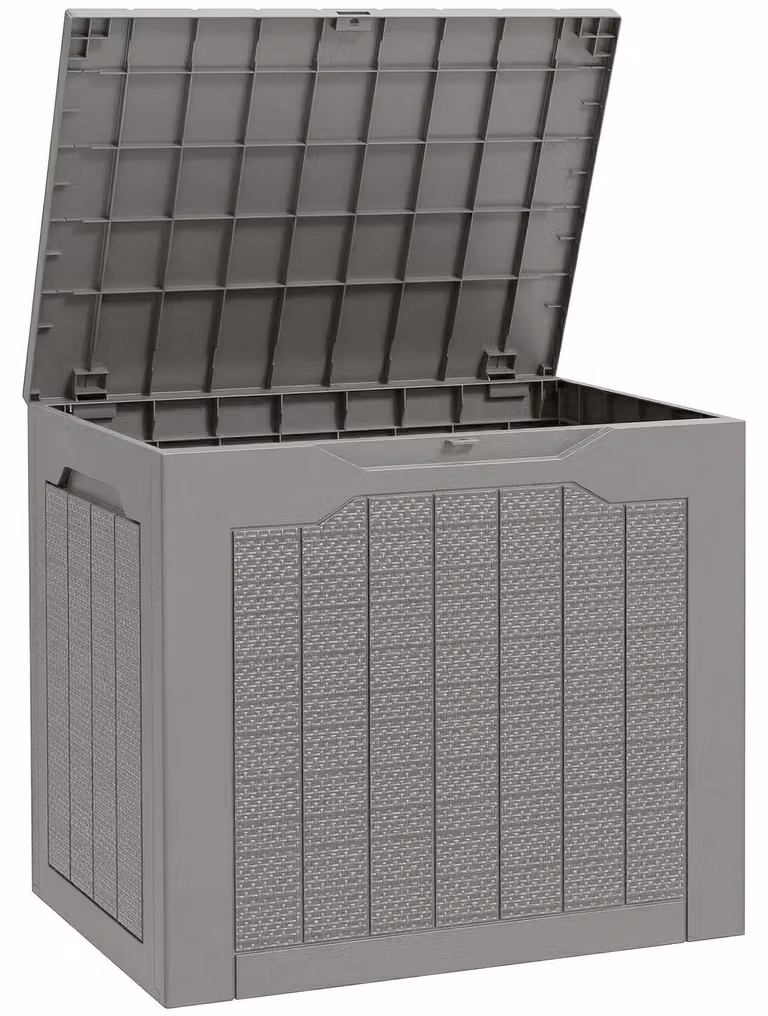 Baule da Giardino Impermeabile 56x41x50 cm con Maniglie in PP color Cachi