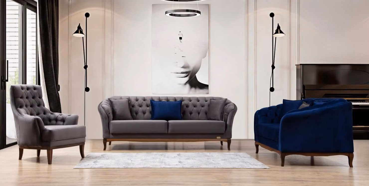 Sofagarnitur 3+2+1 Sitzer Sofa Sessel Garnituren Sofas Polster Stoff Textil