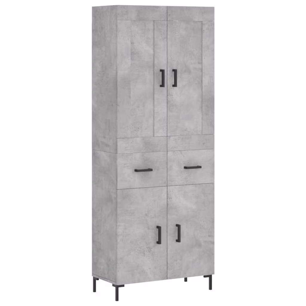 Credenza Grigio Cemento 69,5x34x180 cm in Legno Multistrato