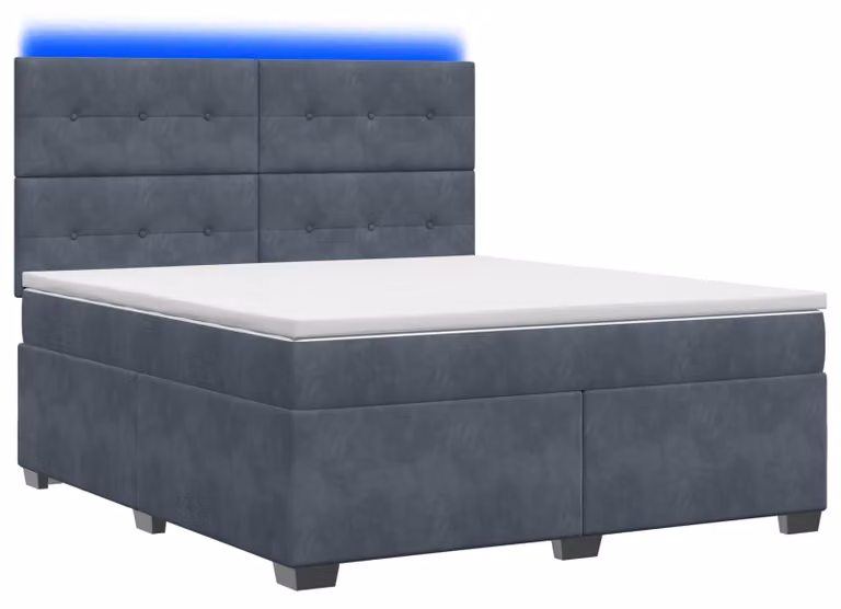 Letto a molle con materasso grigio scuro 140 x 200 cm in velluto
