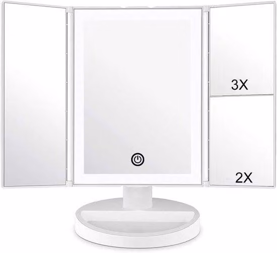Specchio con pannello LED e regolazione dell'intensità luminosa
