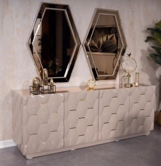 Kommode Schubladen Holz Sideboard Spiegel 3tlg Massiv Kommoden Wohnzimmer