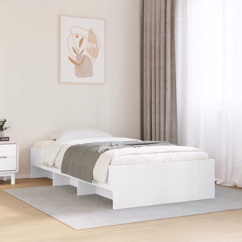 vidaXL Giroletto Bianco in Legno Multistrato con Compartimenti Laterali L/P/H: 190 x 90 x 35 cm