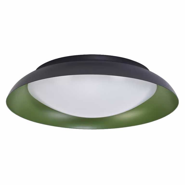 LEDVANCE Orbis Plate Plafoniera a LED, nero-verde, 35W, 1700lm, 3000K, 430mm, 830 friendly warm white, dimmerabile in 3 fasi a calci, protezione IP20, viti e tasselli di montaggio inclusi