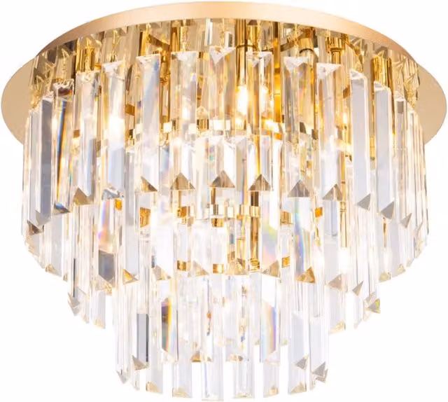 Plafoniera crystal glamour oro Monaco 9xG9 di Maxlight