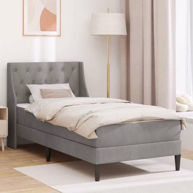 Struttura letto con materasso vidaXL in velluto grigio L: 80 cm, P: 200 cm, H: 96 cm