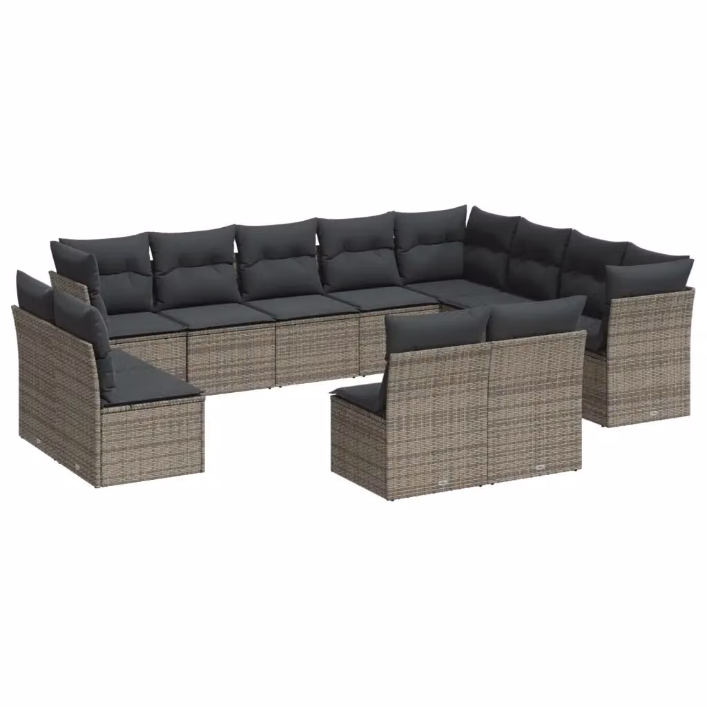 Set di divani da giardino VIDAXL in polyrattan grigio con cuscini, 12 posti – 2