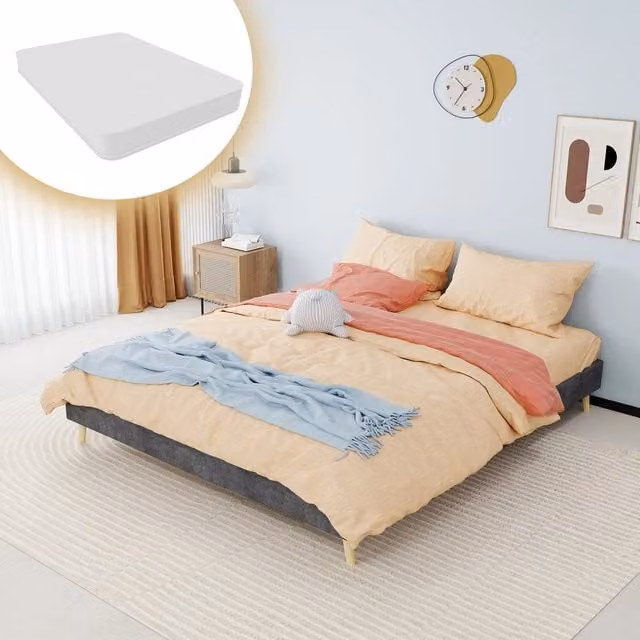 Letto Matrimoniale in Velluto ¨C MINIMAL ¨C Grigio 140x200 con Materasso
