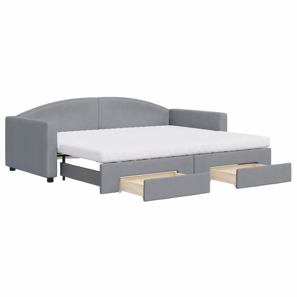 Divano Letto Estraibile con Cassetti vidaXL in Tessuto Grigio Moderno L/P/H: 223 x 90 x 75 cm – 2