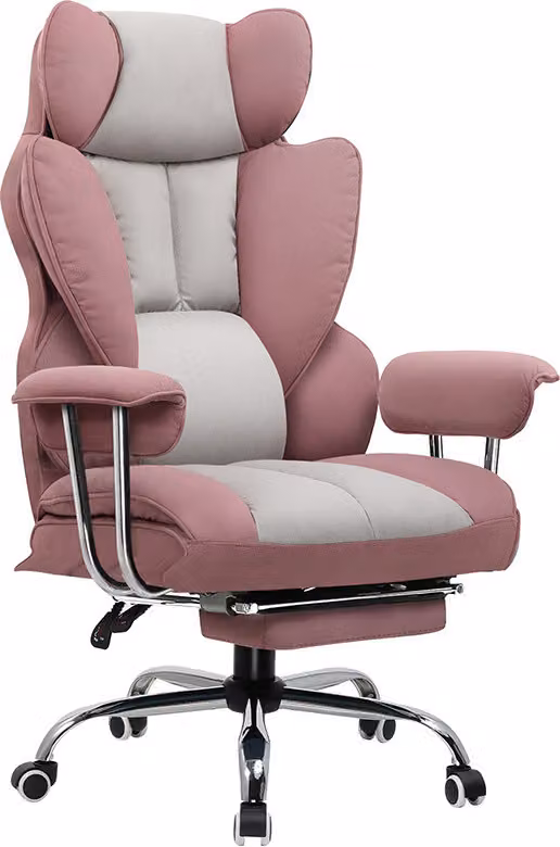 COMHOMA sedia da ufficio sedia da gioco, sedia da gamer, sedia da ufficio ergonomica in tessuto con poggiapiedi, regolabile in altezza, sedia da scrivania, sedia direzionale, tessuto rosa