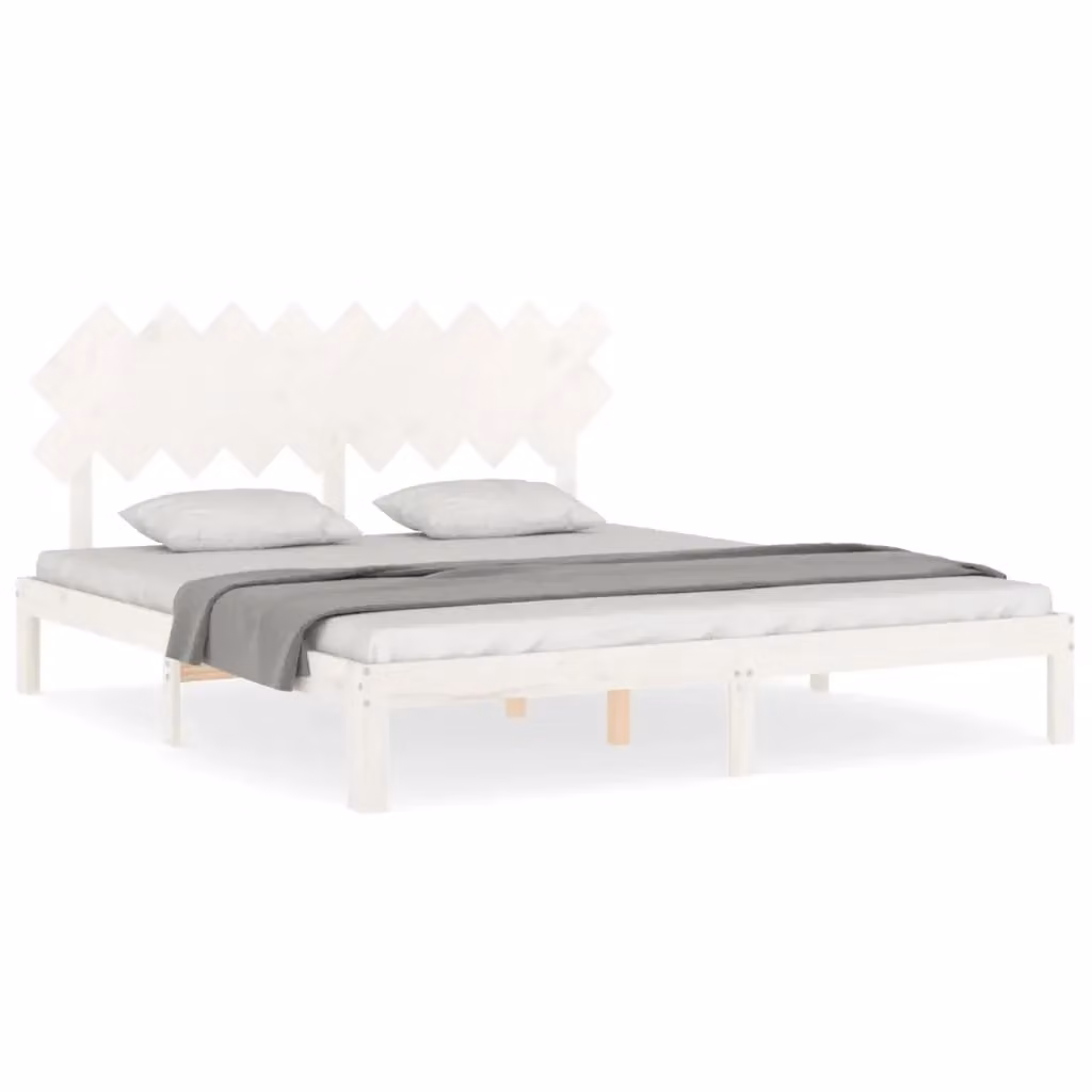 Letto Giroletto vidaXL in Legno di Pino Massello Bianco Super King Size 180x200 cm – 2