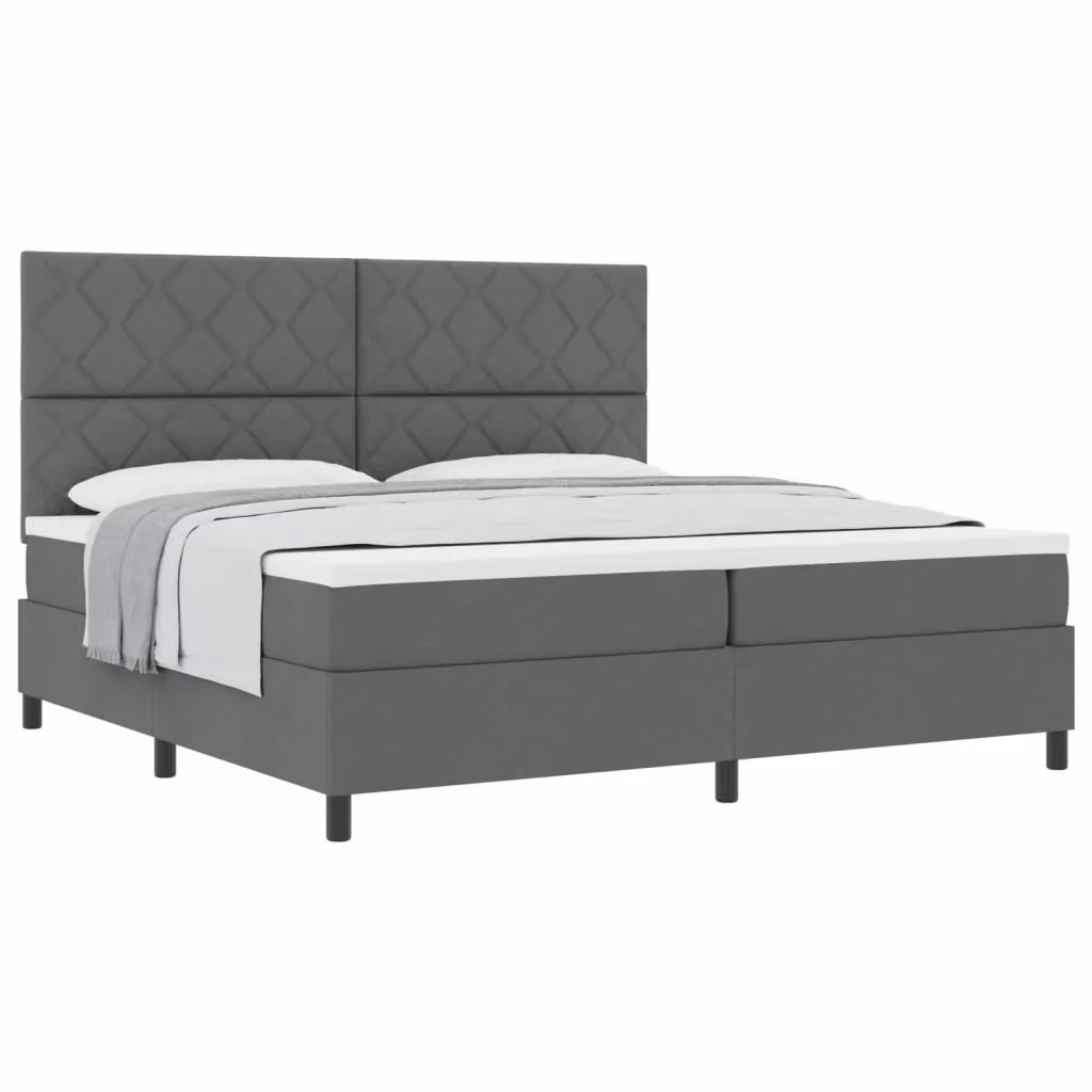 Letto a molle con testiera vidaXL in tessuto grigio L: 200 cm, P: 200 cm, H: 280 cm – 2