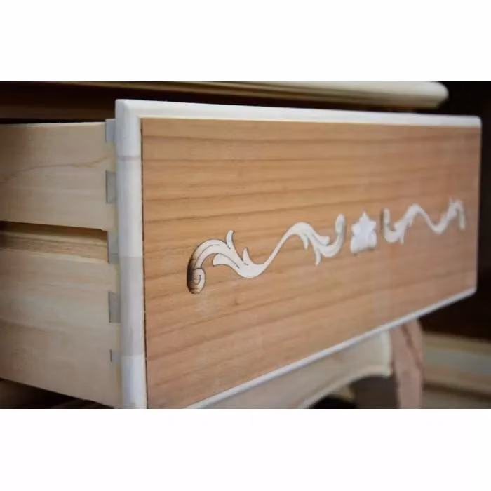 Cassettiera classica in legno grezzo con 7 cassetti Mobili 2G L: 76 cm, P: 44 cm, H: 140 cm – 2
