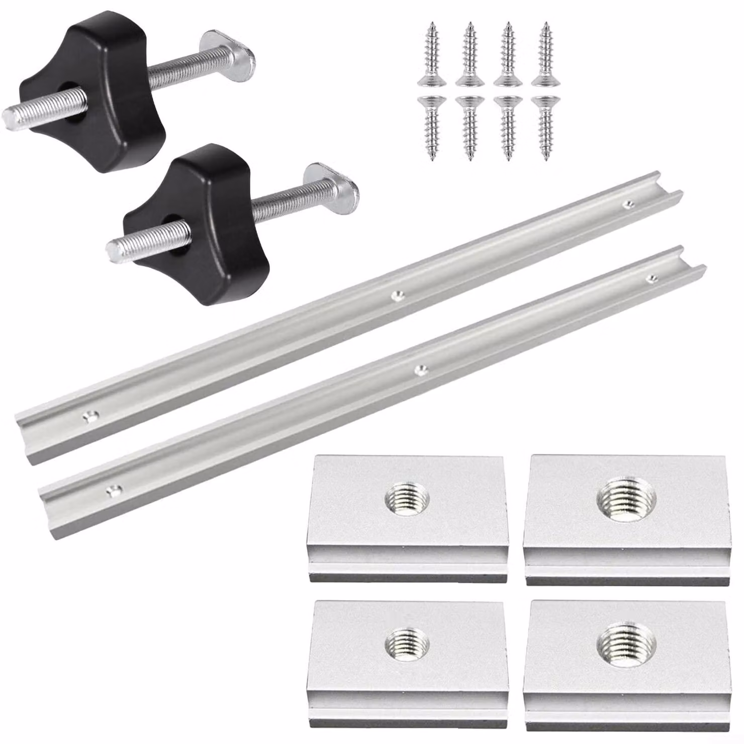 Guida universale da 500 mm - Set di binari a T - Alluminio - Utensile per la lavorazione del legno - Resistente alla corrosione - Include viti