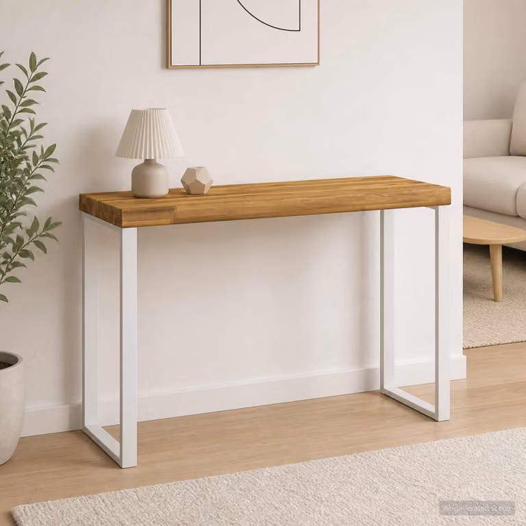 Piano del tavolo rettangolare in legno di acacia vidaXL, L 50 cm x P 20 cm x H 3 cm, marrone e bianco