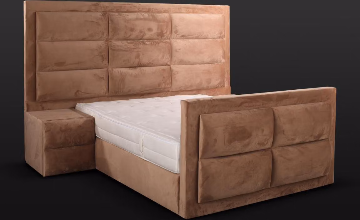Klassisches Bett Holz braun Schlafzimmermöbel Design elegant Stoff -