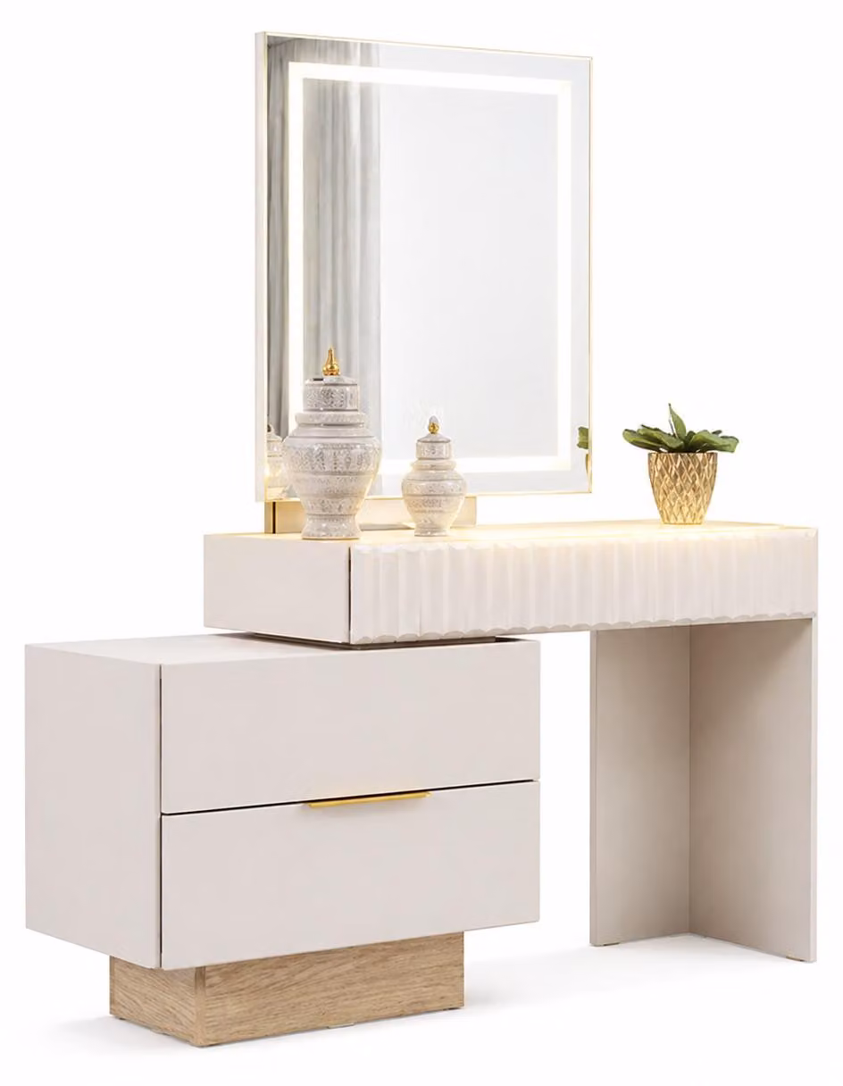 Elegante toletta con specchio illuminato e cassetti: mobili di grande stile