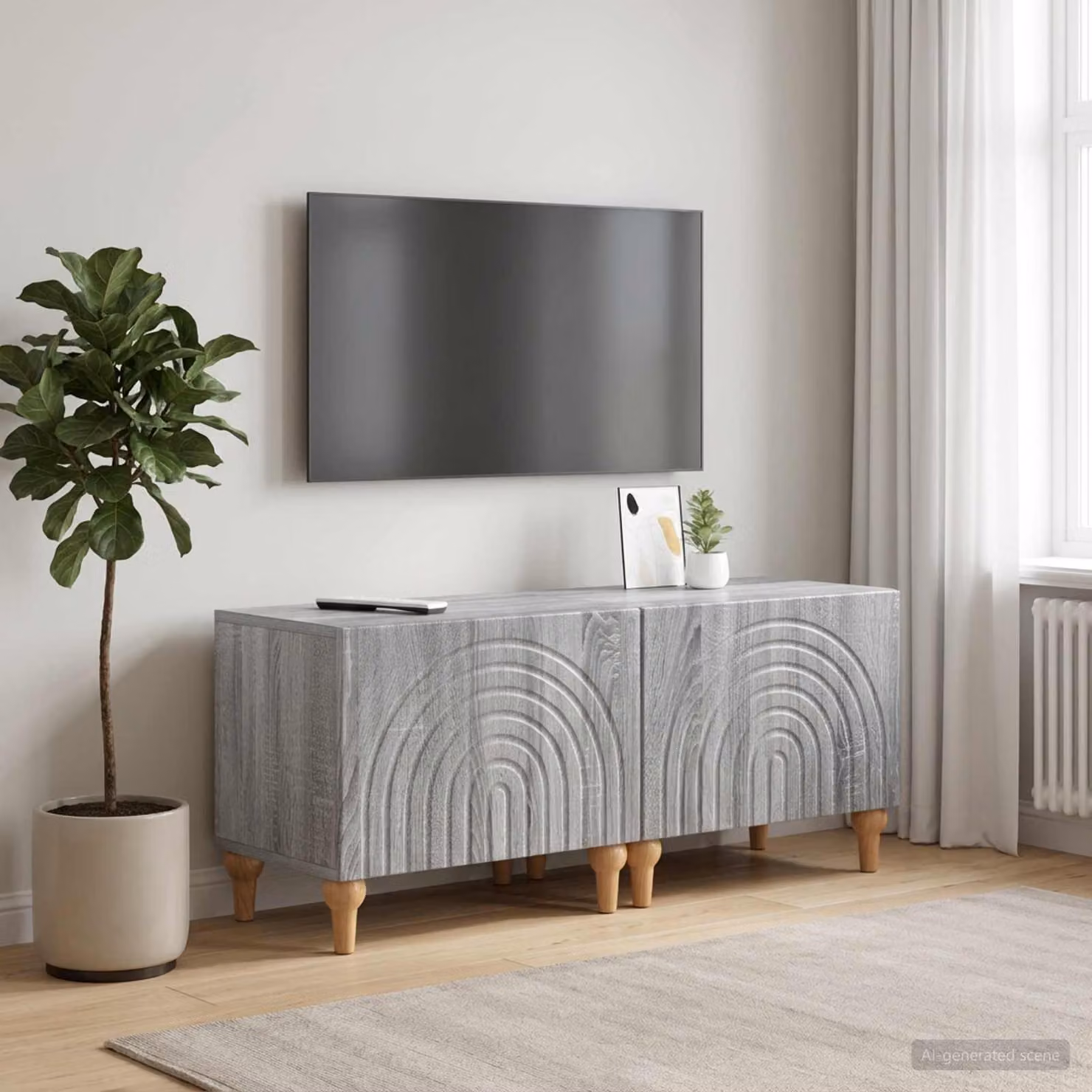 Mobile TV vidaXL moderno in legno ingegnerizzato Sonoma grigio L: 98 cm, P: 35 cm, H: 43 cm