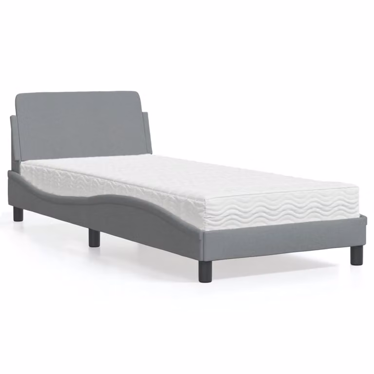 Letto con Materasso Dover Grigio Chiaro 90x190 cm in Tessuto