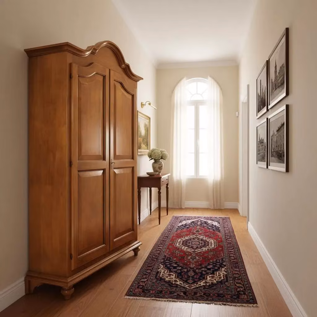 Armadio in legno stile arte povera con 2 ante Mobili 2G colore noce L: 112 cm, P: 46 cm, H: 204 cm – 2