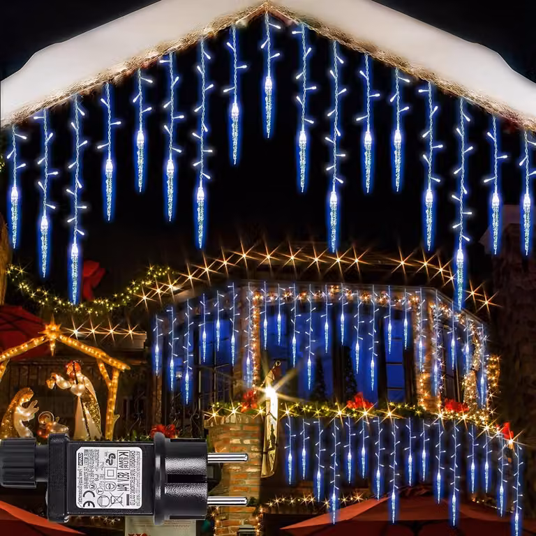 3.5M LED ghiaccioli con spina, illuminazione natalizia per patio giardino balcone parete grondaia decorazione albero di Natale, blu