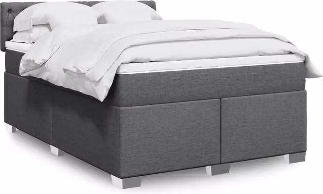 Giroletto a Molle con Materasso Grigio Scuro 140x190 cm Tessuto 3288191
