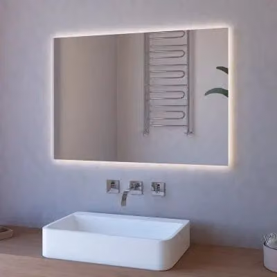 Specchio rettangolare con illuminazione LED perimetrale bianco, L 100 cm x H 70 cm – 1