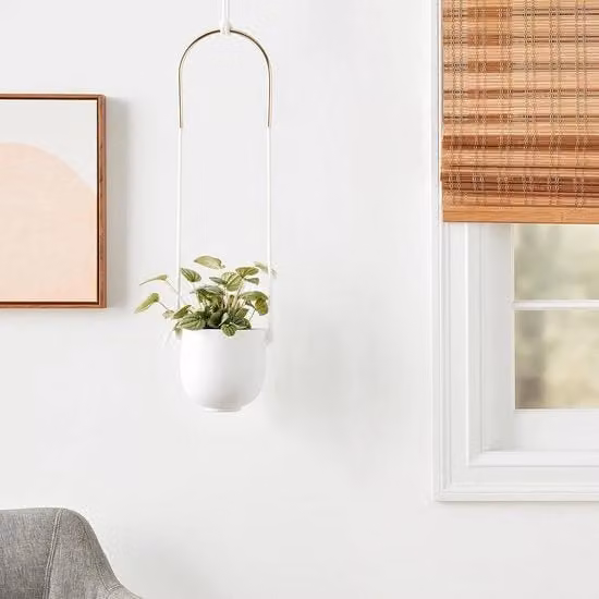 Cestello per piante appeso Umbra Bolo bianco modello moderno da parete