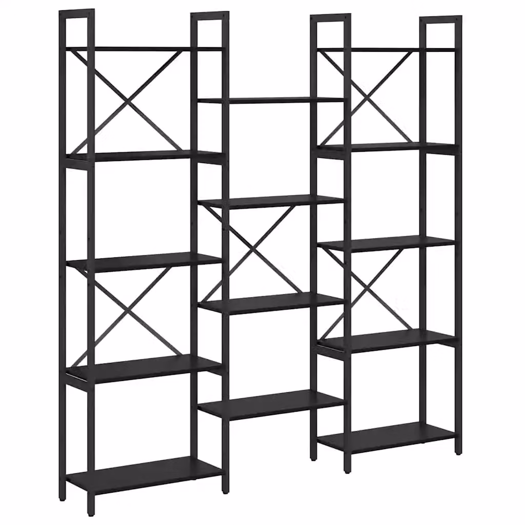 Libreria Industrial in MDF e Metallo vidaXL, Colore Nero, L 156 x P 25 x H 167 cm – 2