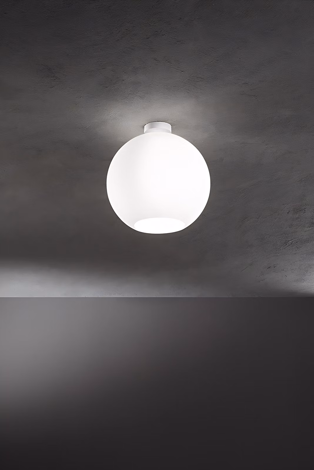 Plafoniera in Vetro Bianco Collezione Moderno, Struttura in Metallo e Alluminio Verniciato a Polvere, Attacco E27, Diametro 30cm, IP20 - Perenz