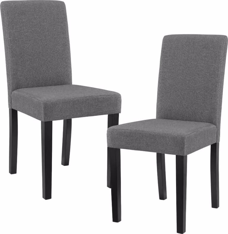 Sedia da pranzo 'Hamburg' set di 2 sedie imbottite gambe in legno tessile grigio scuro