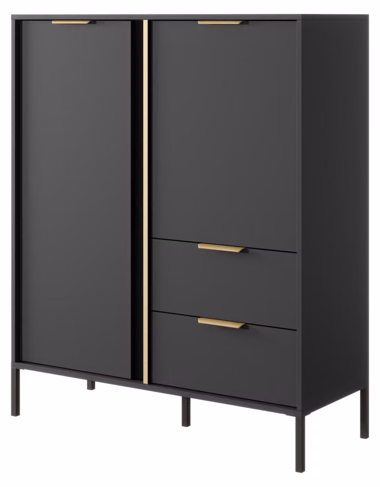 Comodino per soggiorno o camera da letto, colore antracite, dimensioni: 103 cm di altezza, 39,5 cm di larghezza, 123,4 cm di profondità