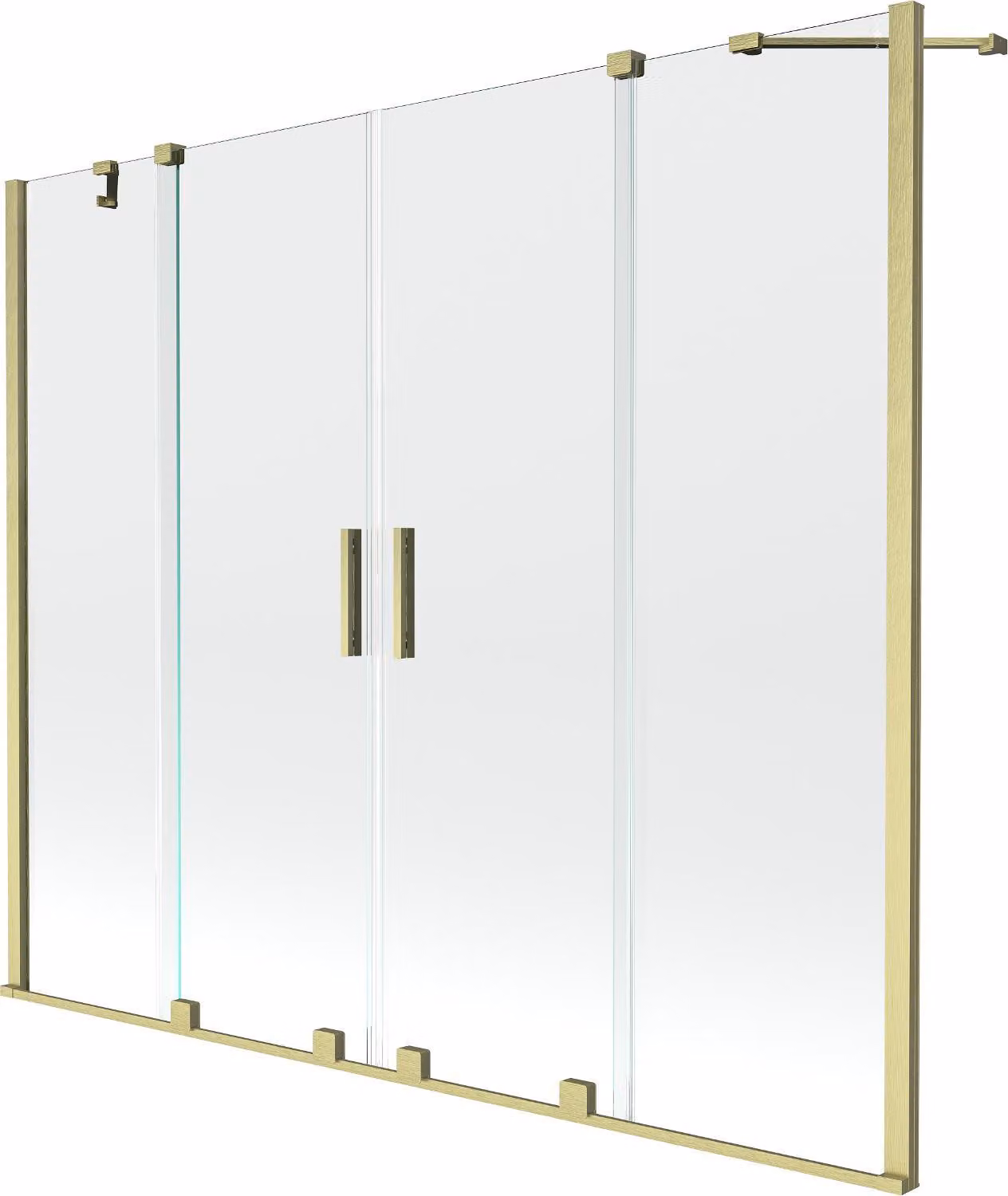 Mexen Velar Duo paravento da bagno a 2 ante scorrevoli 190 x 150 cm, trasparente, oro spazzolato - 896-190-000-02-55