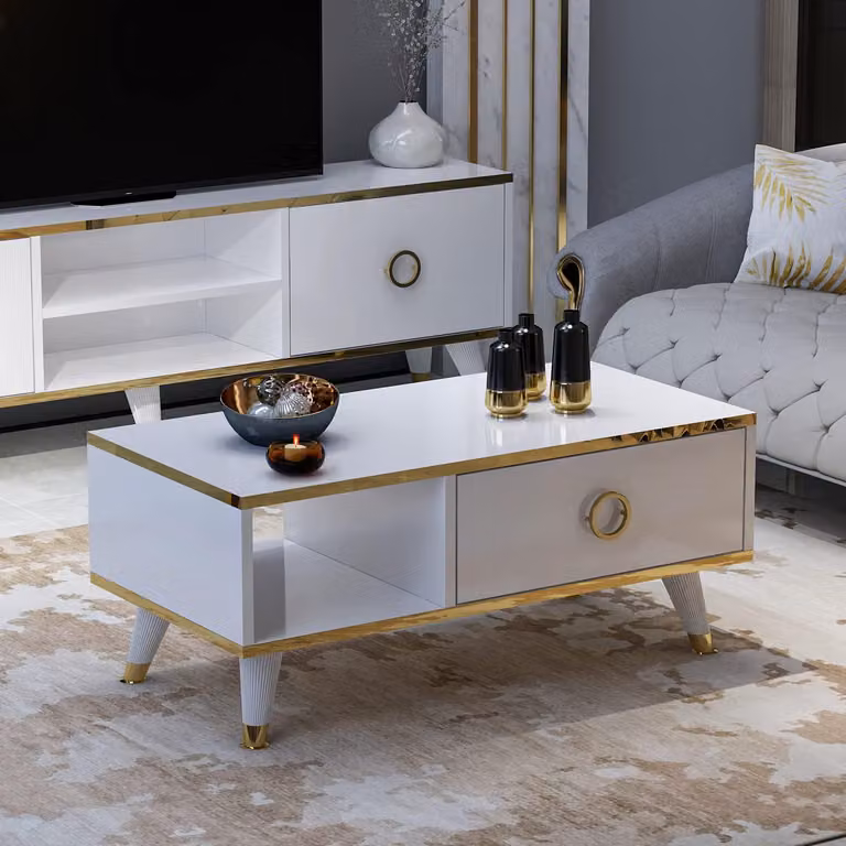 HOMIDEA Sophia: tavolino da salotto, tavolino da soggiorno, tavolino di servizio, design moderno (bianco)