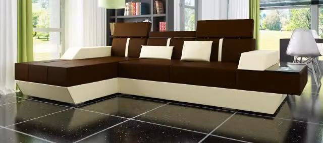Ledersofa Wohnlandschaft Couch Sofa Ecksofa mit USB, Ledercouch Polster Ecke