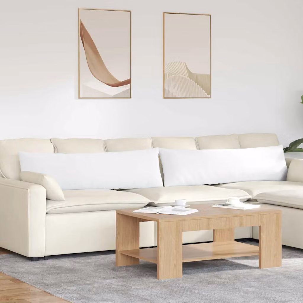 Set di 2 cuscini da divano vidaXL in tessuto bianco con fodera rimovibile L 145 cm x P 40 cm x H 40 cm