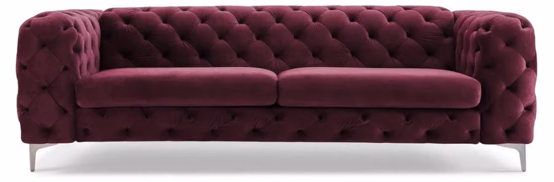 Chesterfield Sofa Dreisitzer Burgund Kreative Möbel Textil Stoff Wohnzimmer