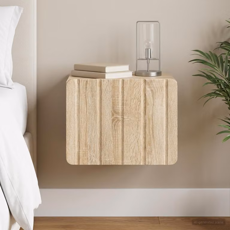 Mobiletto da notte a muro vidaXL in Rovere Sonoma, moderno, L 33 cm x P 34,5 cm x H 24 cm