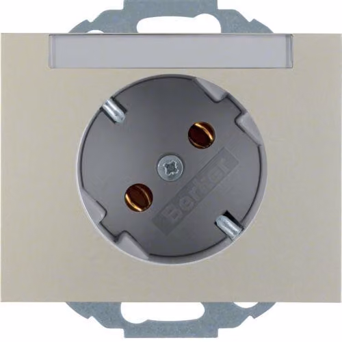 Berker 47287104 Presa SCHUKO a 45° con pannello di etichettatura in acciaio inossidabile verniciato Berker K.5