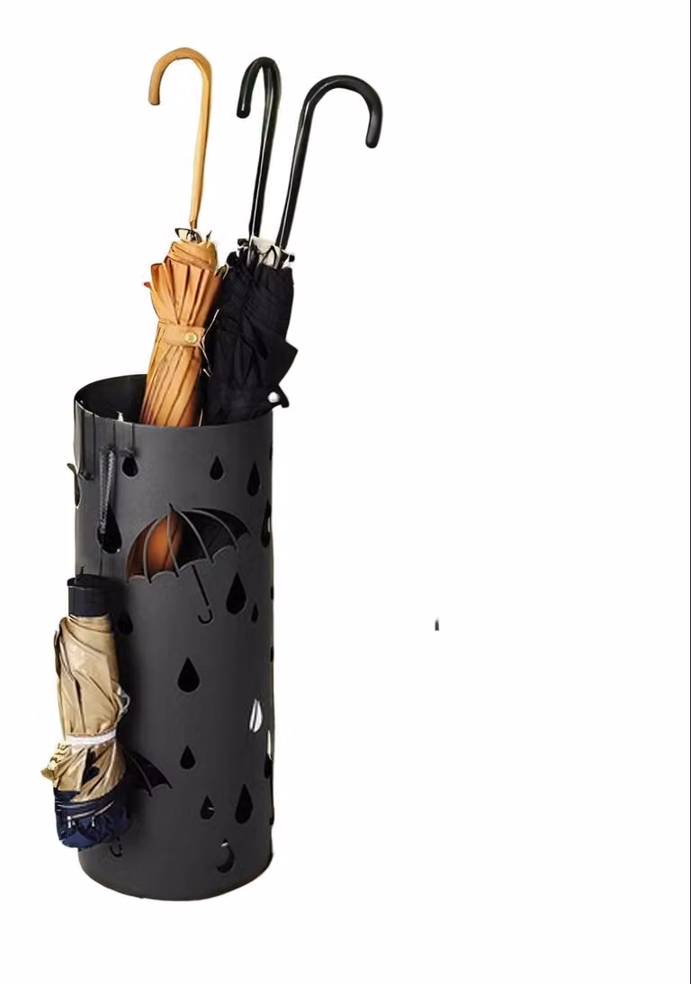 Portaombrelli in acciaio nero - base stabile - resistente alle intemperie - 17 x 41 cm