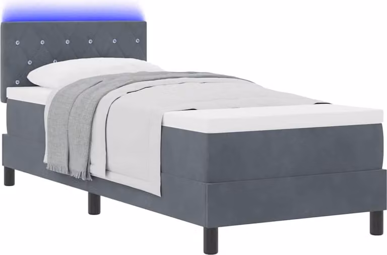 Letto a Sorgente LED con led Grigio scuro 80 x 200 cm Velluto