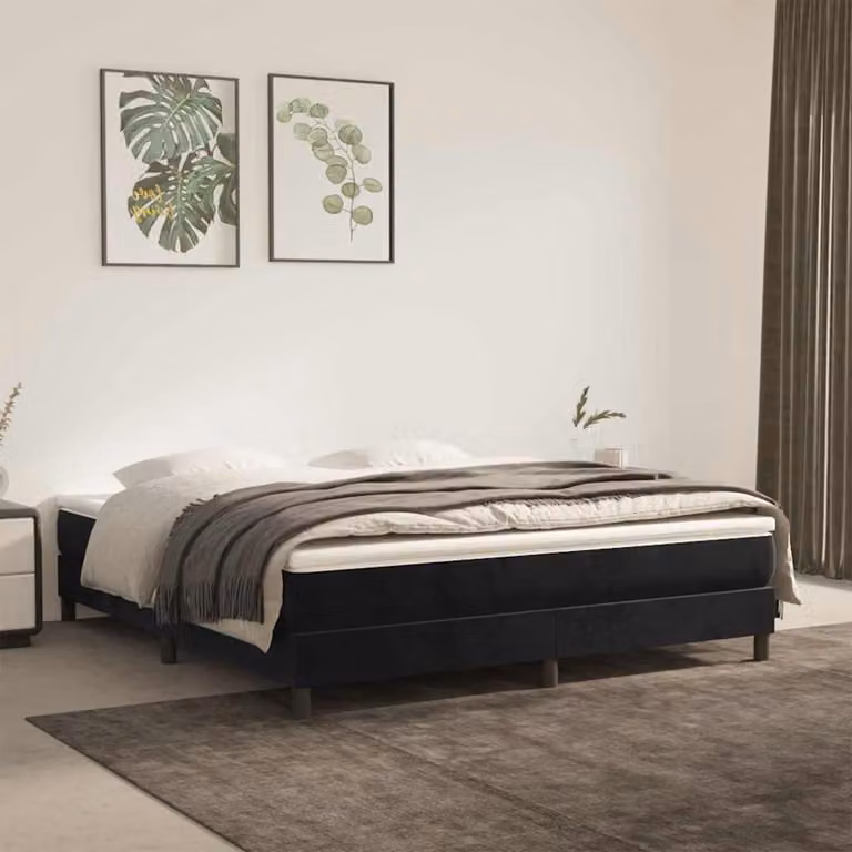 Materasso Ibrido vidaXL in Velluto Nero con Rivestimento Rimovibile L: 160 cm, P: 210 cm, H: 20 cm